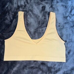 Colsie Orange Ribbed V-Neck Top